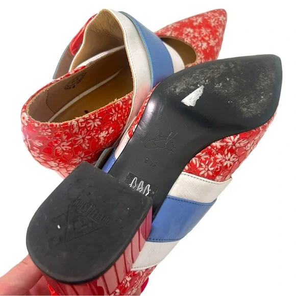 John Fluevog Red Floral Felicity Vintage Inspired Mary Janes Sz 9.5 (No BOX) - Picture 12 of 13